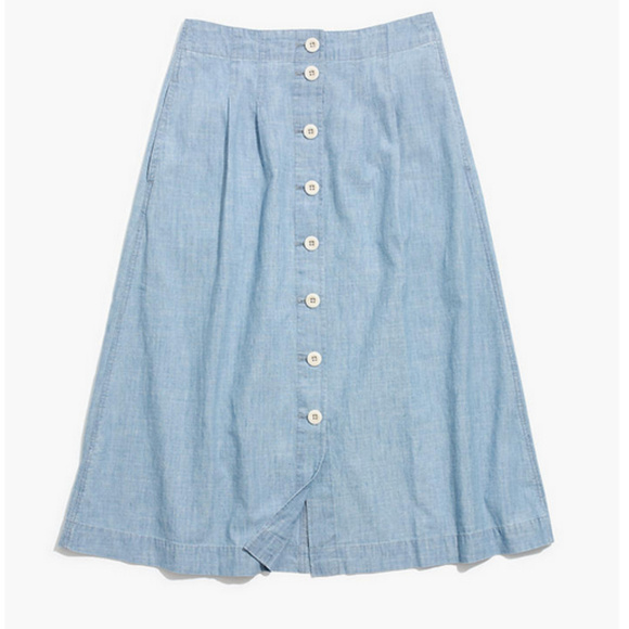 Madewell Dresses & Skirts - NWT Madewell Chambray Denim Patio Midi Skirt